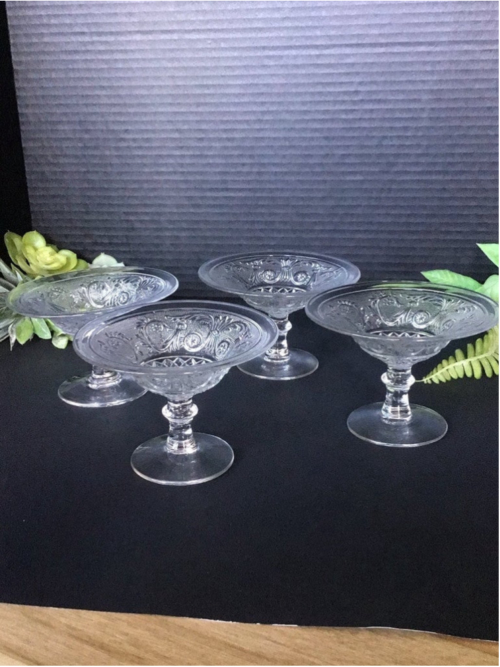 Vintage Duncan Miller Sandwich Pattern Sundae Dishes Set of 4 - Picture 3 of 3
